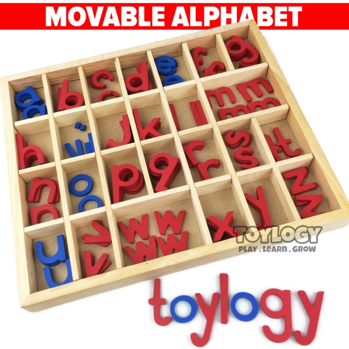 Mainan Edukasi Anak Movable Alphabet Abjad Huruf ABC Montessori Kayu