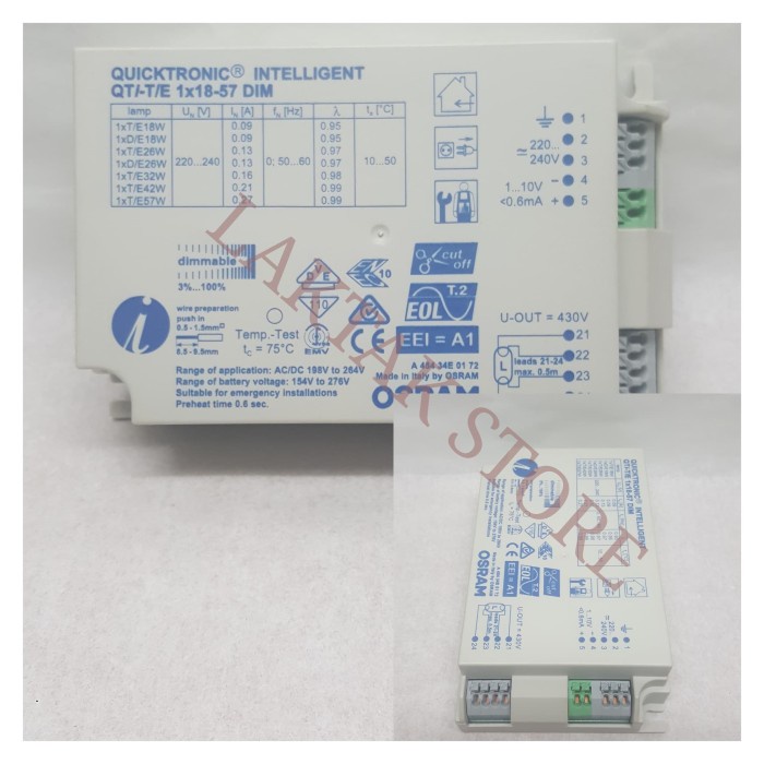 Lampu Osram Dimmer Ballast Qt/-T/E 1X18-57 Dim Untuk Neon