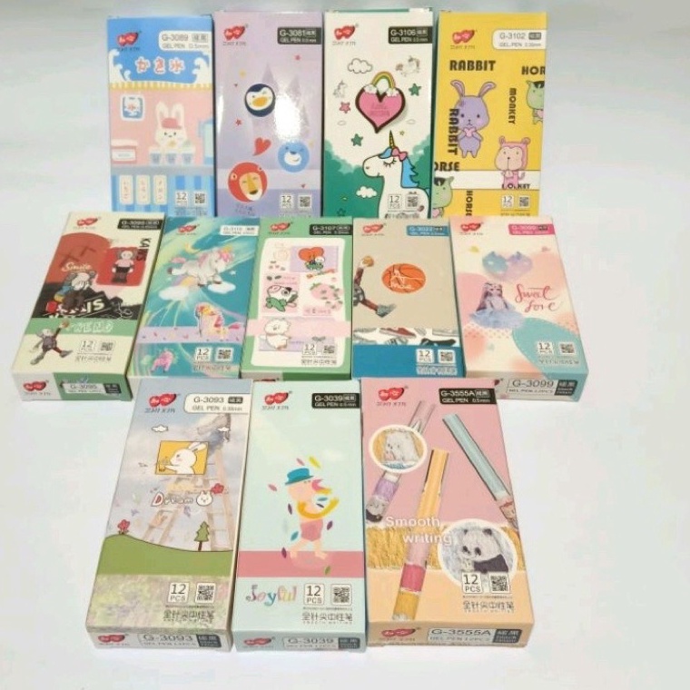 

Super Promo.. SELUSIN ( 12 PCS ) Pulpen Lovein Zhi Xin Gel Pen Lovein ZhiXin 0YJ