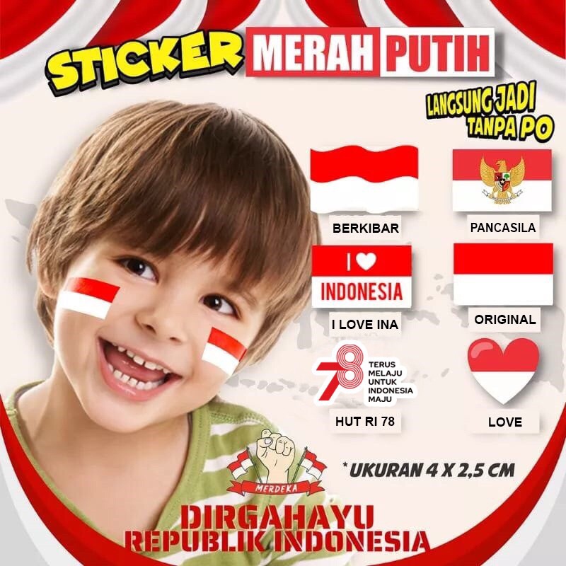 

PT5 [10PCS] STIKER PIPI HUT RI 78TH 2023 / STIKER MERAH PUTIH / STIKER KEMERDEKAAN VWS