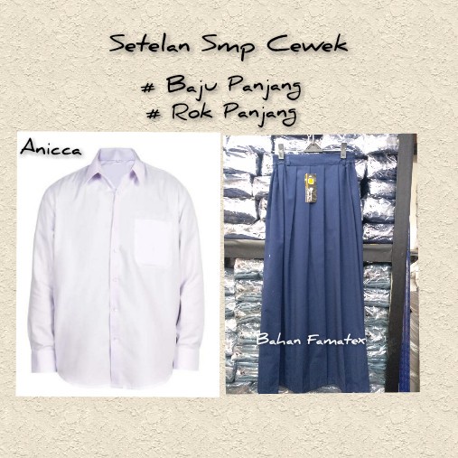TERBARU Setelan Smp Cewek Baju Panjang Rok panjang Seragam Sekolah /SERAGAM SEKOLAH/KEMEJA