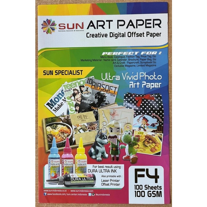 

(:(:(:(] Kertas Art Paper Sun Art Paper F4 (100 120 150 210 230 260 gsm)