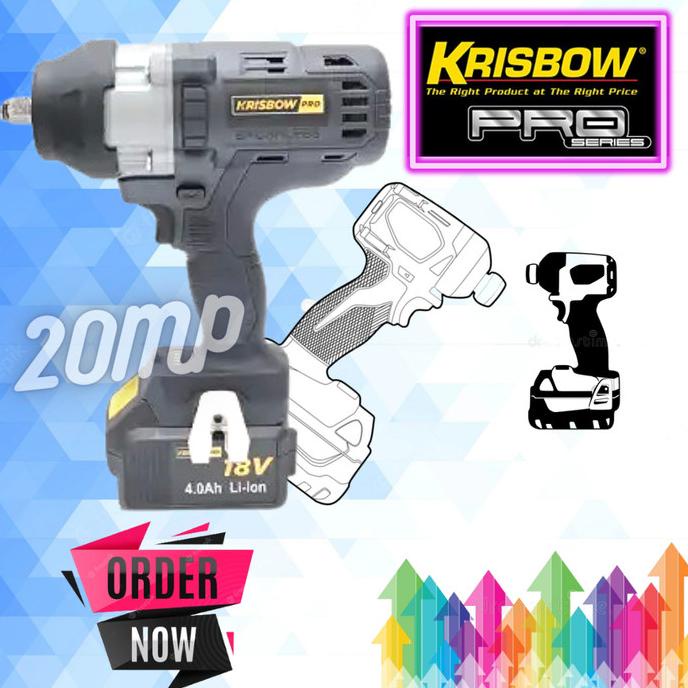 ] Bor Listrik Impact Cordles Krisbow CORDLESS IMPACT WRENCH 18V IPCIWB1