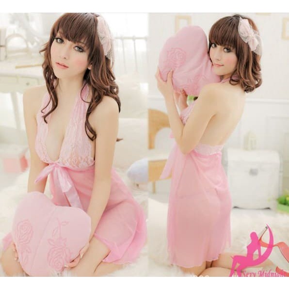 Lingerie Seksi Lingerie Wanita Lingerie Transparan Cantik - Pink Terbaru