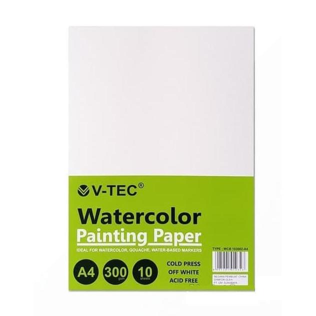 

Kertas Lukis Watercolor Painting Paper V-tec Vtec 300 gsm A4 10 sheets