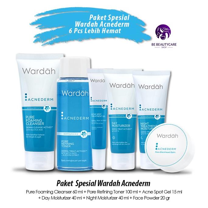 Paket Lengkap Skincare Wardah Acnederm 6 pcs - 6 in 1