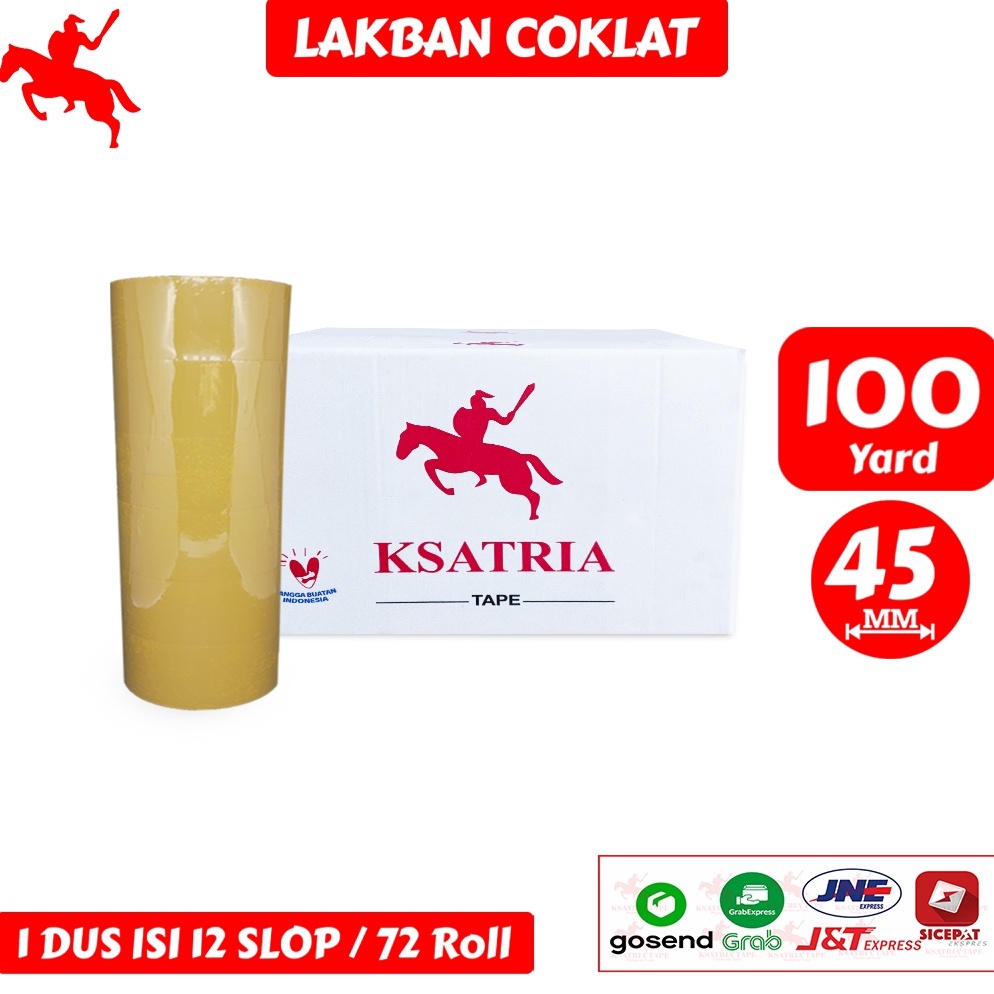 

Diskon.. Lakban OPP Tape / Lakban Coklat KSATRIA Tape 100 Yard (1 Dus) 82