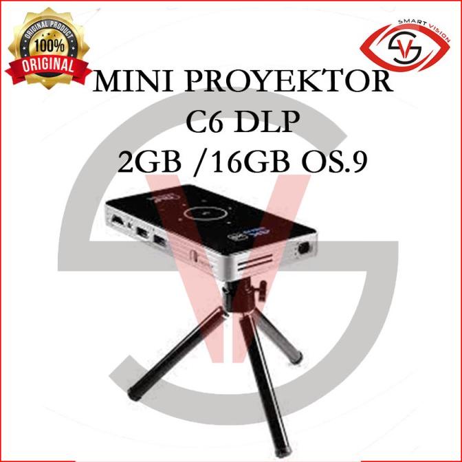 Terbaik C6 Dlp Projector / Proyektor Mini Smart Android6 S905X 4Core Stok Terbatas