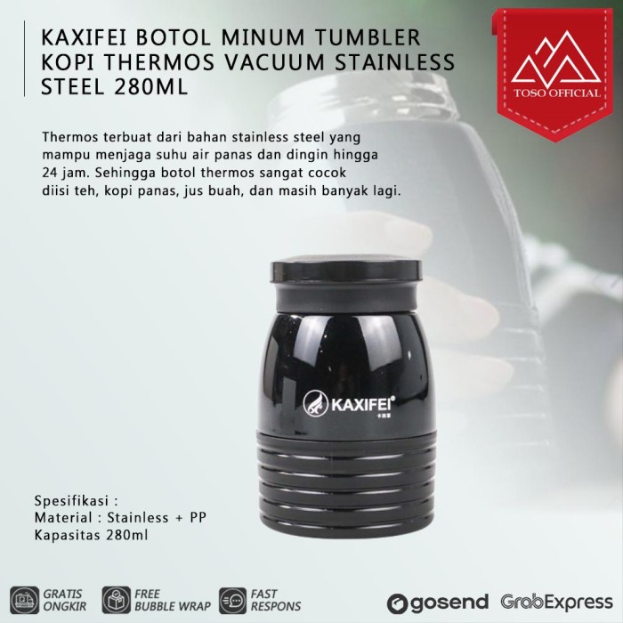 TERMURAH KAXIFEI BOTOL MINUM TUMBLER KOPI THERMOS VACUUM STAINLESS STEEL 280ML