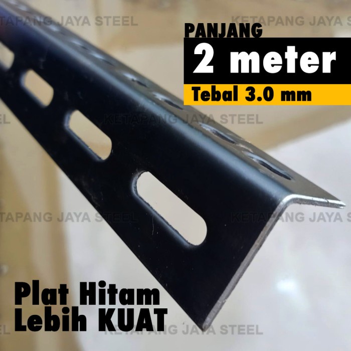 Bestseller Besi Siku Lubang Hitam 3Mm, 2Meter Sangat Kuat & Murah (Belum Dicat)