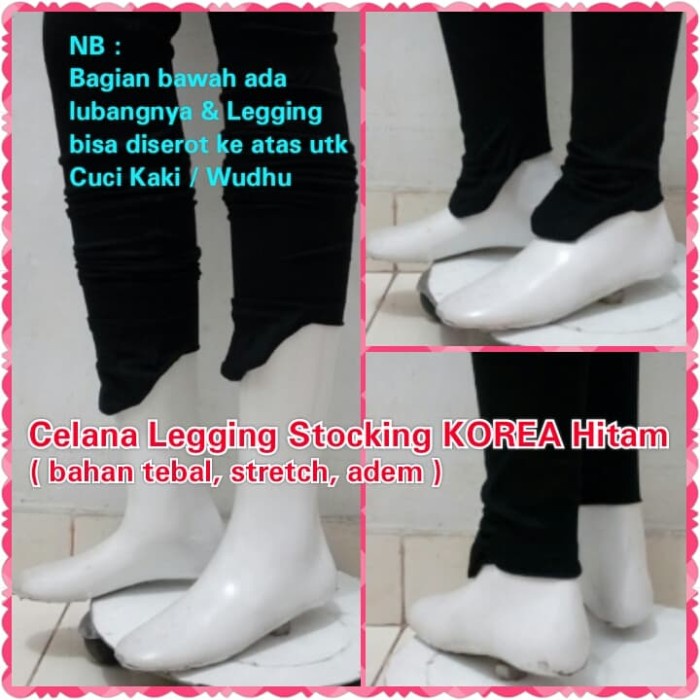 Celana Legging Stoing Korea Hitam Leging Hijab Wudhu Tebal