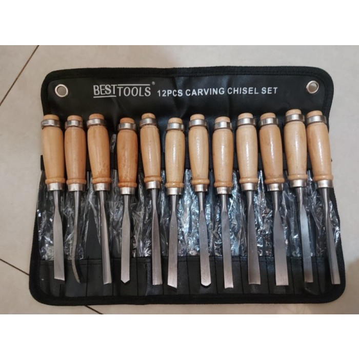 

Terlaris Set Pisau Ukir Pahat Kayu 12 In 1 / Wood Carving Art Chisel