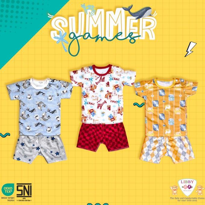 LIBBY BABY 3 SETELAN PENDEK S M L 2L XL XXL PIYAMA ANAK LIBBY BABY