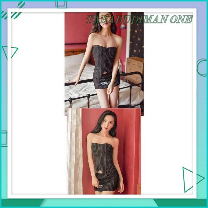 SEXY GURU COSPLAY SERAGAM BERGARIS KETAT ROK MINI WANITA SEKRETARIS COSPLAY LINGERIE BABYDOLL 3A370 