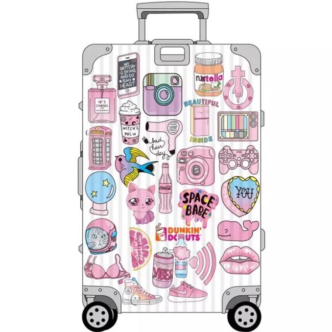 

8.8 Stiker Koper Pink Girls Fun Sticker Luggage Cool Fashion 50Pcs/Set