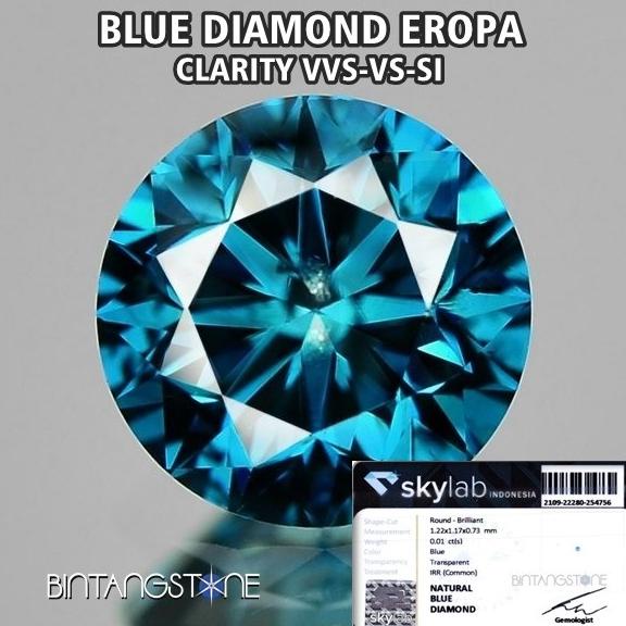 paling diminati] Blue Diamond VS-SI Natural Berlian Biru Tabur Asli Eropa Africa 1.2 mm