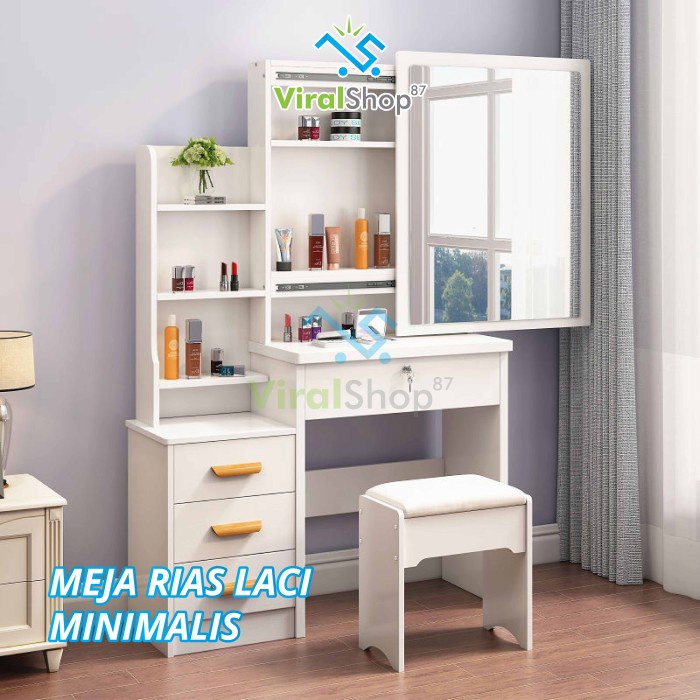 Bestseller Meja Rias Kosmetik Kotak Meja Rias Tolet Minimalis Dengan Lampu Led