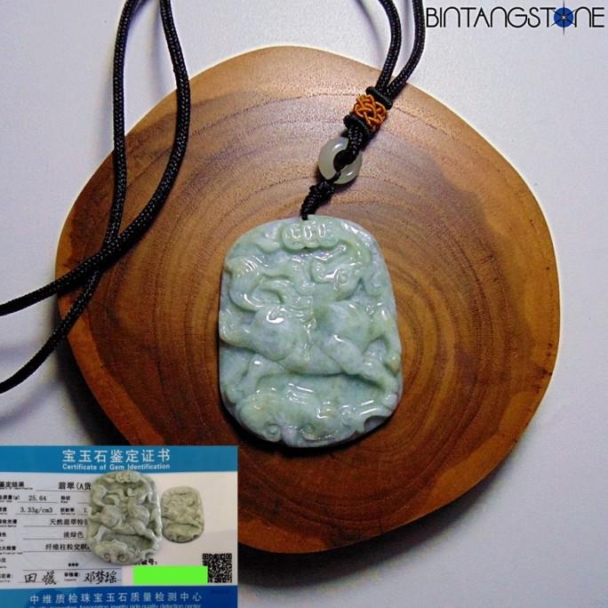 Ready...Ready...Ready...] Kalung Giok Fei Cui Asli Jade Jadeite Burma Type A Liontin Shio Kuda