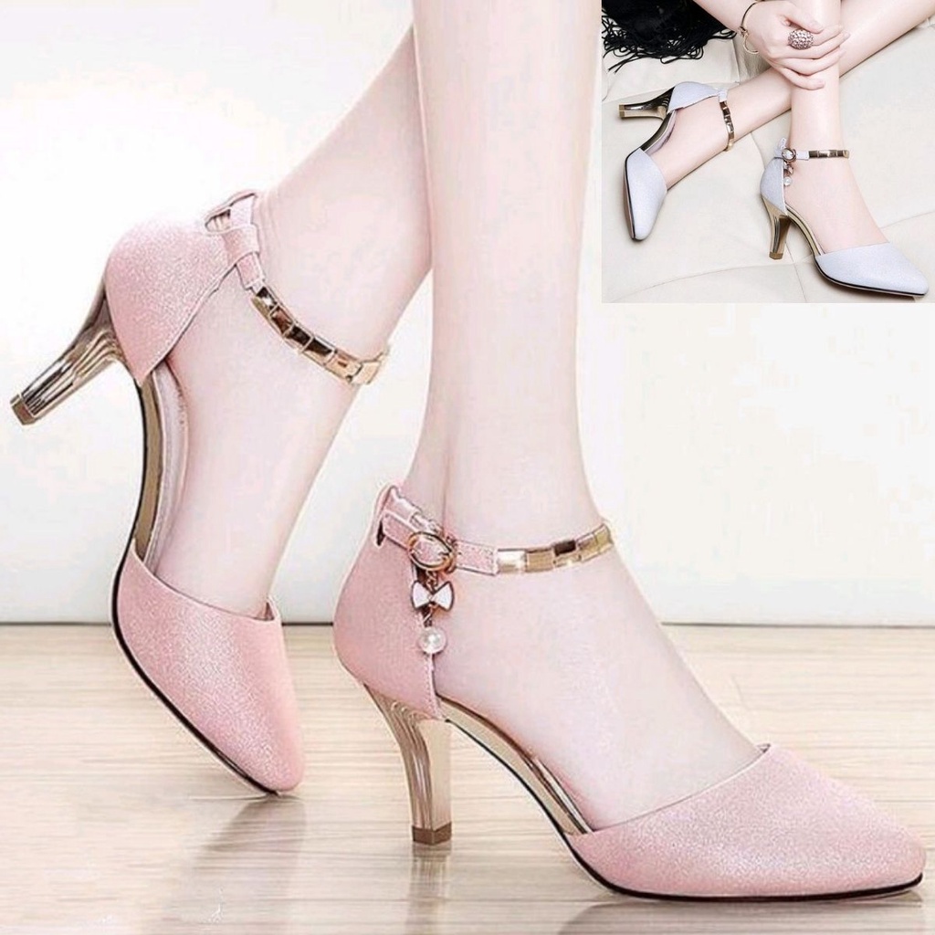 Sandal Lebaran Wanita 2023 Remaja Perempuan Anak Tanggung Hils Kaca Import 5Cm 3Cm 7Cm Heels Zara Ko