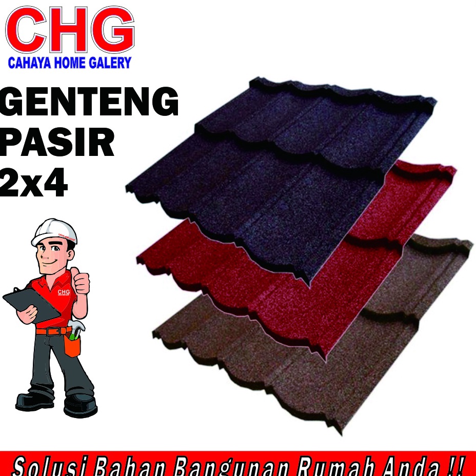 Terkini ATAP BAJA RINGAN GENTENG METAL PASIR 2X4 HITAM MERAH