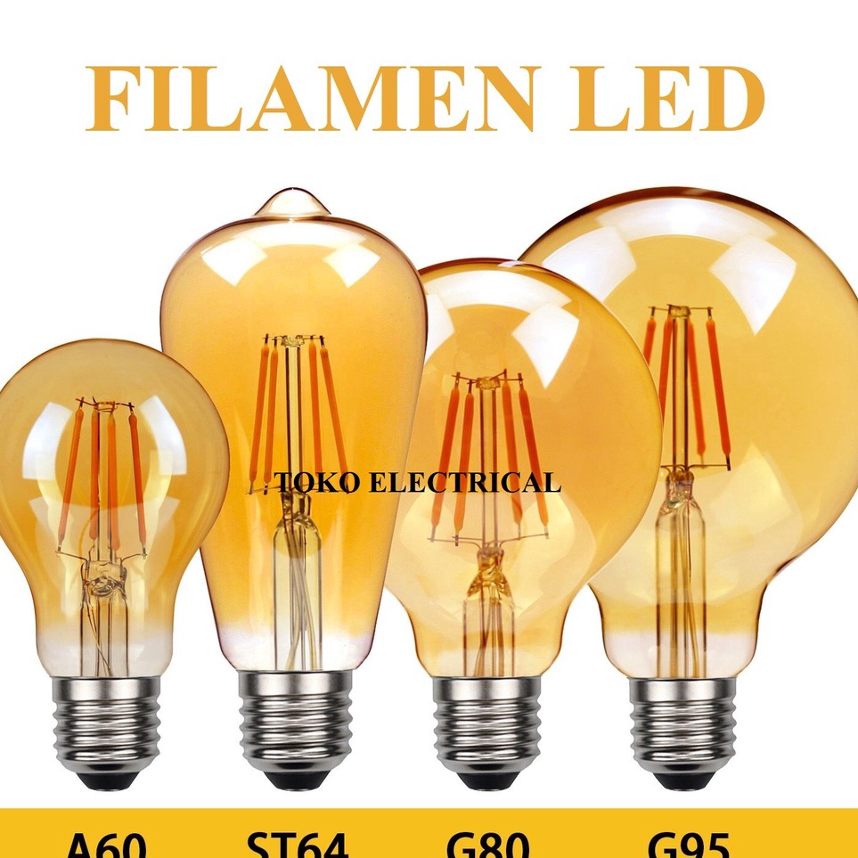 Terbaru 3.3 LAMPU FILAMEN LED 4W/ FILAMEN EDISON 4W/ FILAMEN 2W BOHLAM CAFE ST64 4W LED FILAMEN G80 