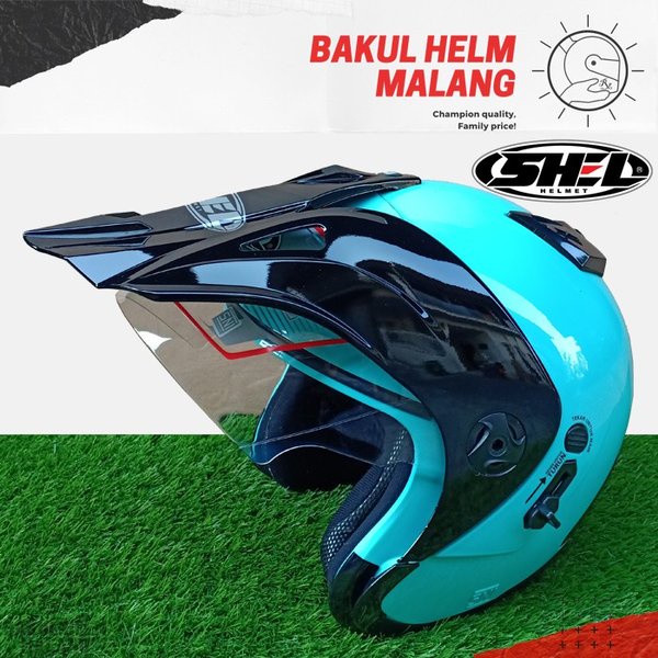 Helm Shel Adv Supermoto Semi Cross Trail Solid Double Visor Dua Kaca Original Premium
