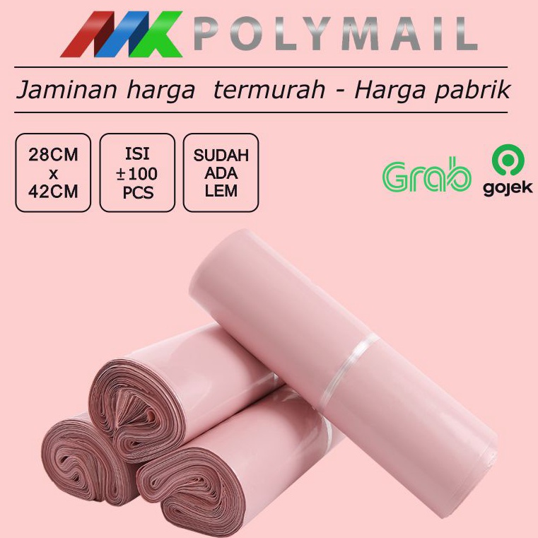 

[JL7] POLYMAILER ±100PCS 28x42CM BABY PINK PREMIUM GLOSSY PLASTIK POLYMAILER PINK 75