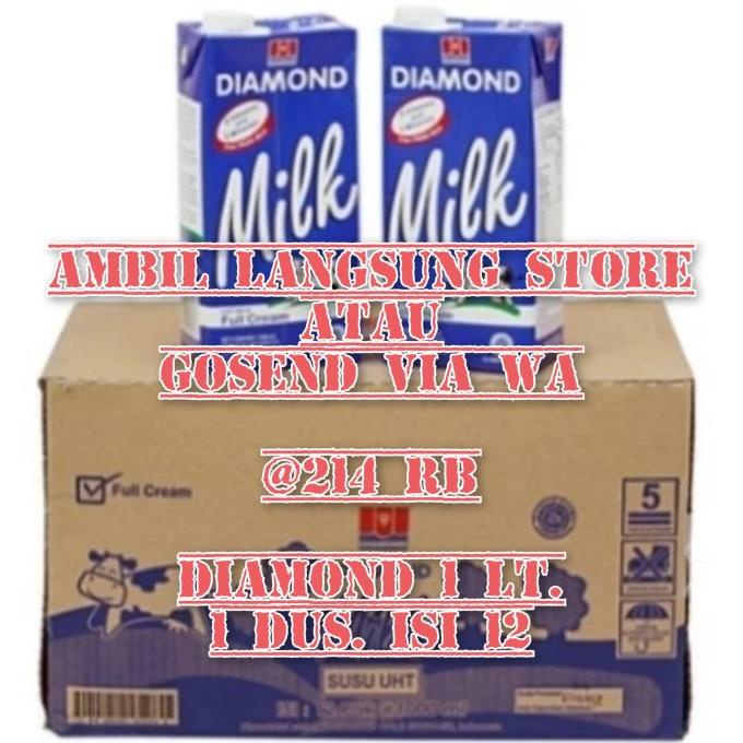 

#@#@#@#@] Susu Diamond UHT Milk Full Cream 1liter 1 dus 1x12pcs Susu full cream