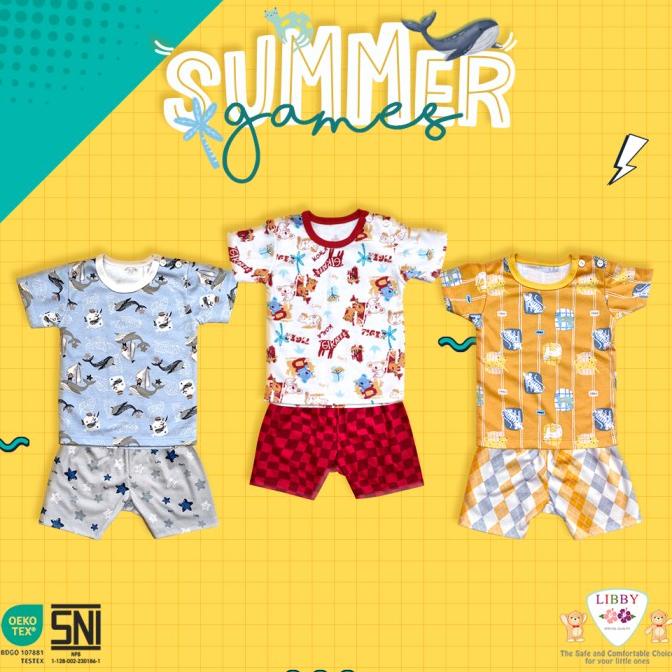 LIBBY BABY 3 SETELAN PENDEK S M L 2L XL XXL PIYAMA ANAK LIBBY BABY