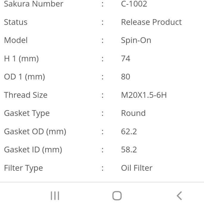 Filter Oli / Oil Filter C-1002 penghemat bbm