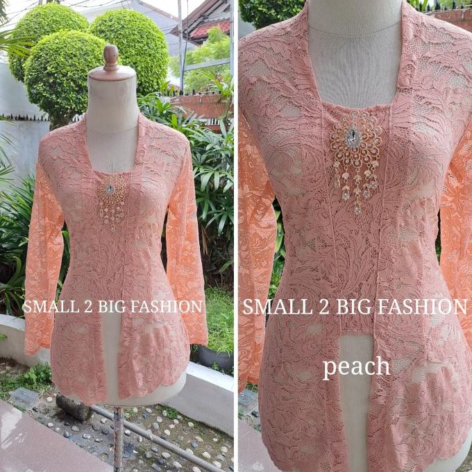 kebaya brukat brokat peach hitam hijau sage army kuning putih marun