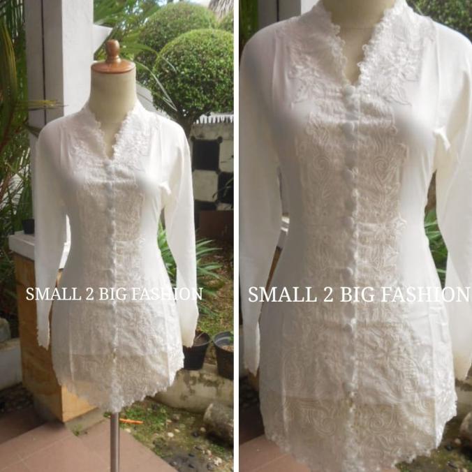 kebaya putih lengan panjang bordir