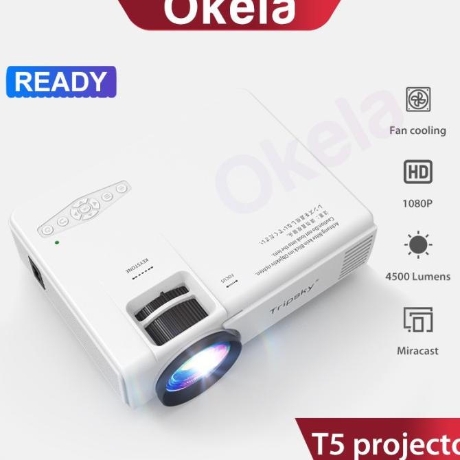 Tripsky-T5 infocus Proyektor 80 ANSI HD 1080P mini Proyektor