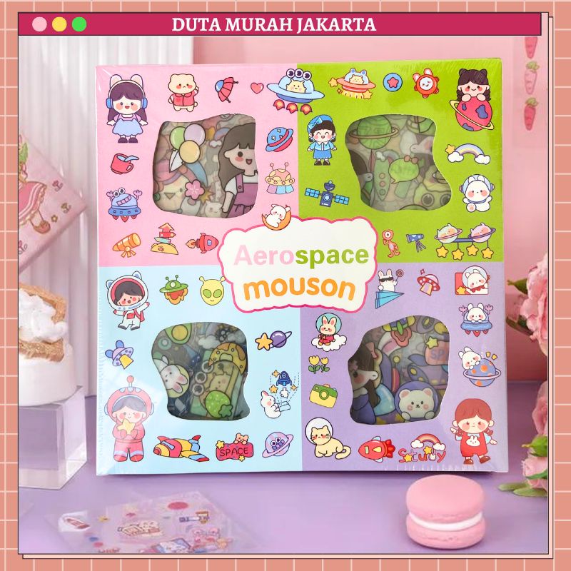 

Stiker 2D 100 Lembar Sticker Mouson Kartun Korea Astronot Lucu Anti Air DMJ