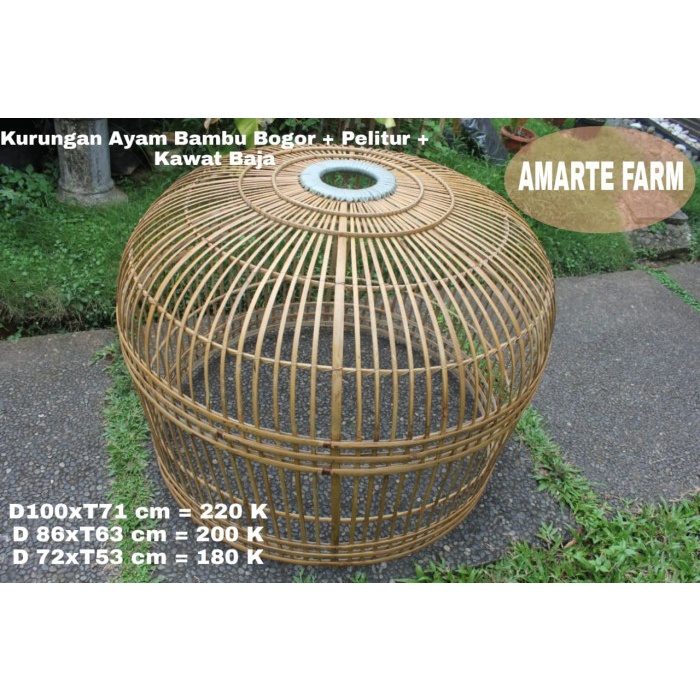 Terlaris Kandang Kurungan Ayam Bambu Bogor + Pelitur + Kawat Baja D100 X T71Cm