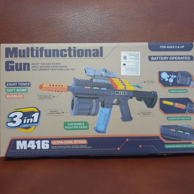 Mainan Tembakan 3 In 1 Bubble Gun Blaster Gun Water Bullet Gun M416