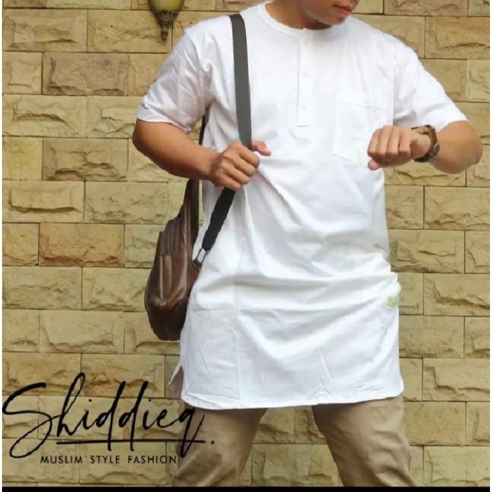 Kaos Kurta Polos Cotton Putih Kaos Muslim , Kurta Pria ,