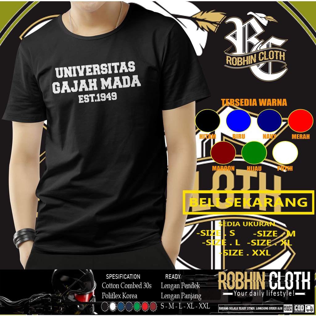 Kaos Kampus UGM Universitas Gadjah Mada 1949 Baju Distro