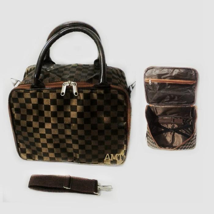 Paket Tas Koper/Tas Travel Kecil Dan Besar /Tas Kosmetik Baju Coklat