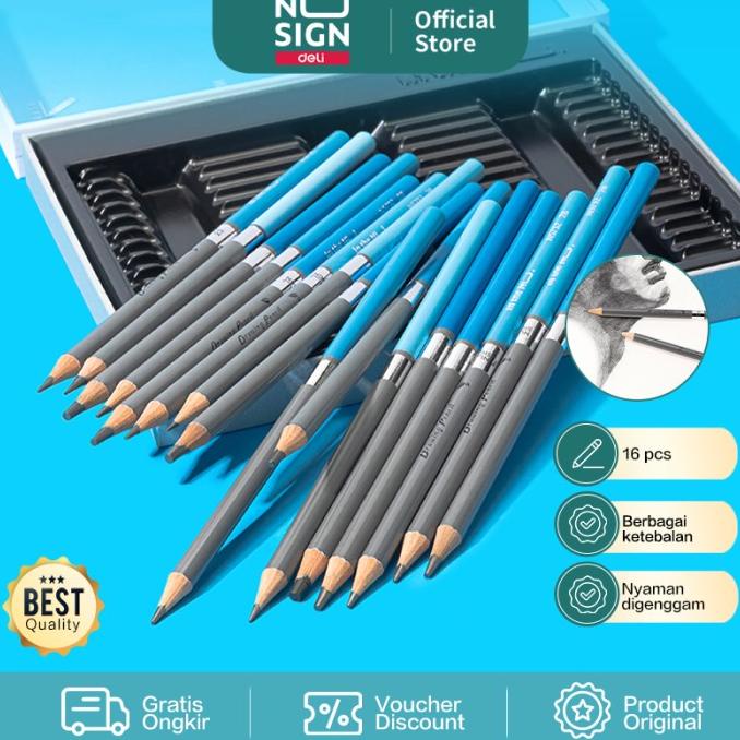 

Nusign Sketch Pencil Set / Pensil Sketsa 16 Ketebalan Non Toxic Ns732