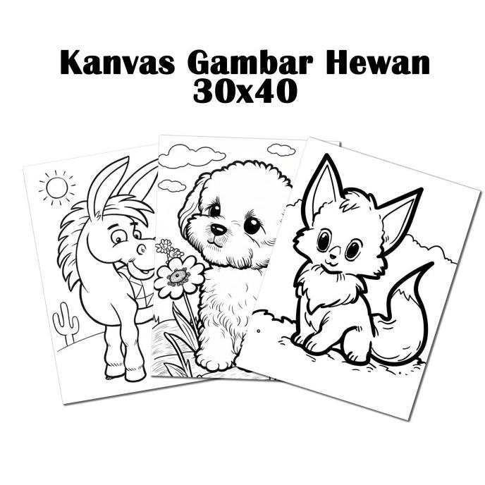 

Kanvas Lukis Gambar Hewan 30X40 Sketsa Anak Mewarnai Coloring