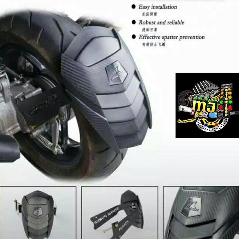 Populer Mud Guard/Mudguar New Shark Power Universal R15,Cbr150R,Vixion,Xabre,Ninja,R25 & Motor Lain 