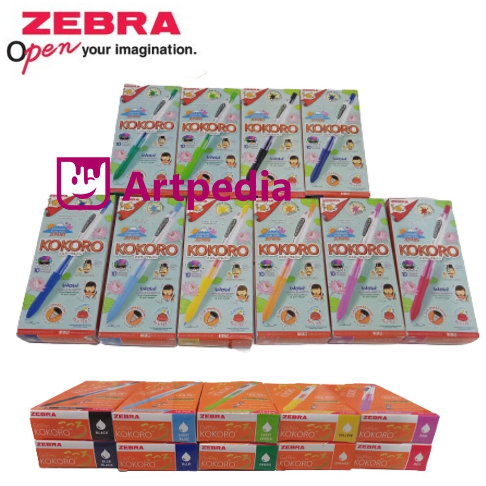 Buruan Beli.. Pulpen Gel Zebra Kokoro 1lusin - Gel pen kokoro set - Pulpen Gel dijual lusinan - Colo