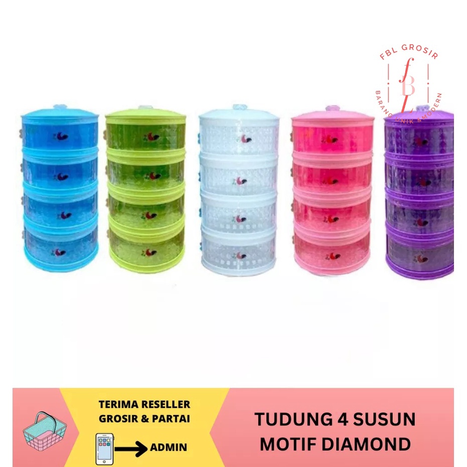 - WW TUDUNG SAJI DIAMOND TUDUNG DIAMOND TEMPAT PENYIMPANAN MAKANAN 4 SUSUN TUDUNG SAJI 4 SUSUN MULTI