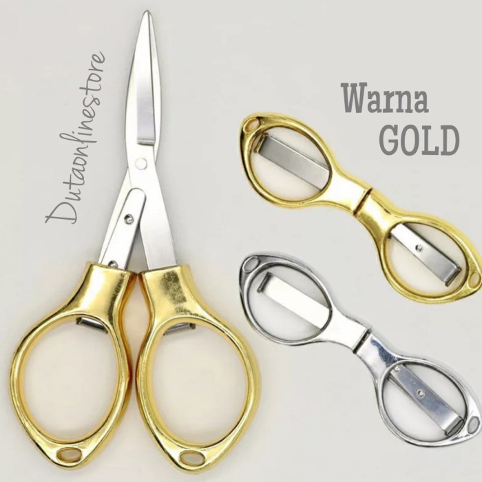 

Bestseller Gunting Lipat Mini Kecil Portable Unik Stainless Travel Scissors Gold