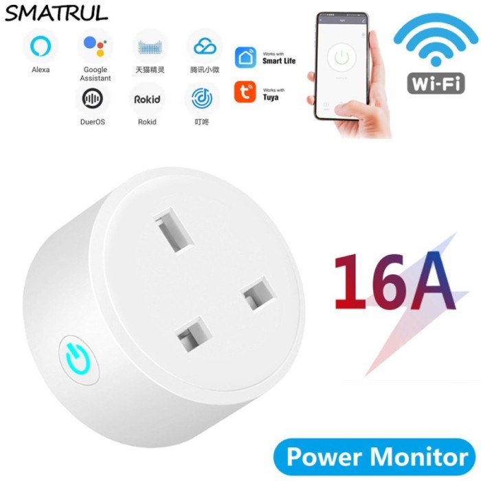 Smart Home Plug Tuya Wifi Steker Stop Kontak Colokan Kaki 3 16A
