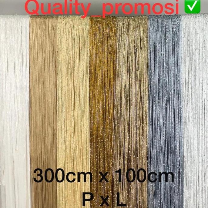 6.6 Tirai Benang Gliter 3X1M/Tirai Benang Putih Gold Silver/Tirai Dekorasi
