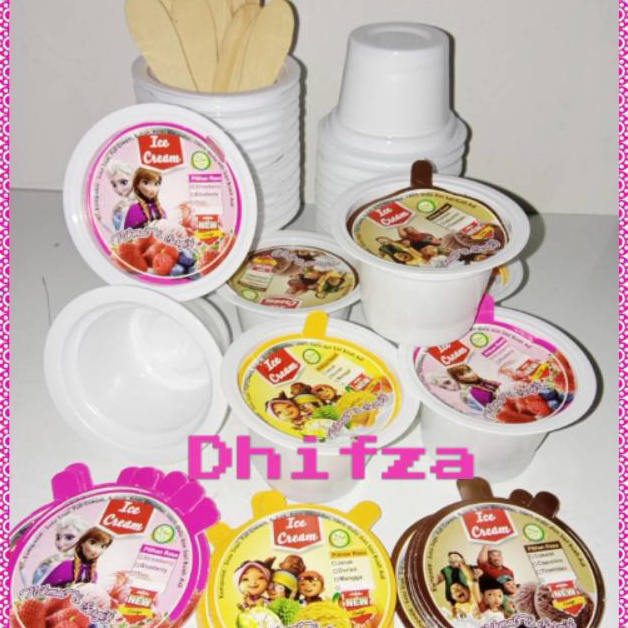 

D050QV81 PAKET CUP ESKRIM PLASTIK PUTIH POLOS 50ML LENGKAP 45