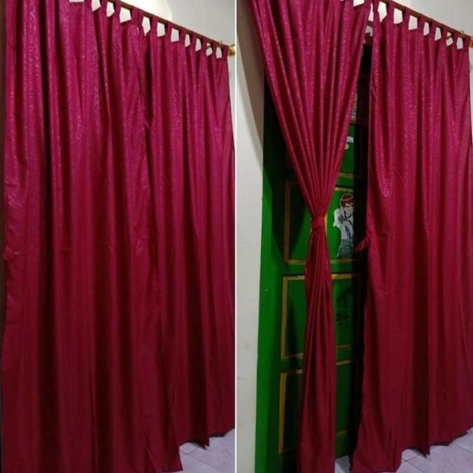 Terbaru Gorden Tali + Poni Motif Embos Merah Maroon