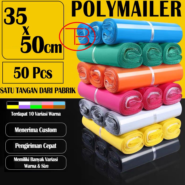 

67 Plastik Packing 35X50CM Baju Olshop / Polymailer Glossy LDPE ISI 50PCS Lentur Tidak Mudah Sobek Lem Perekat 50